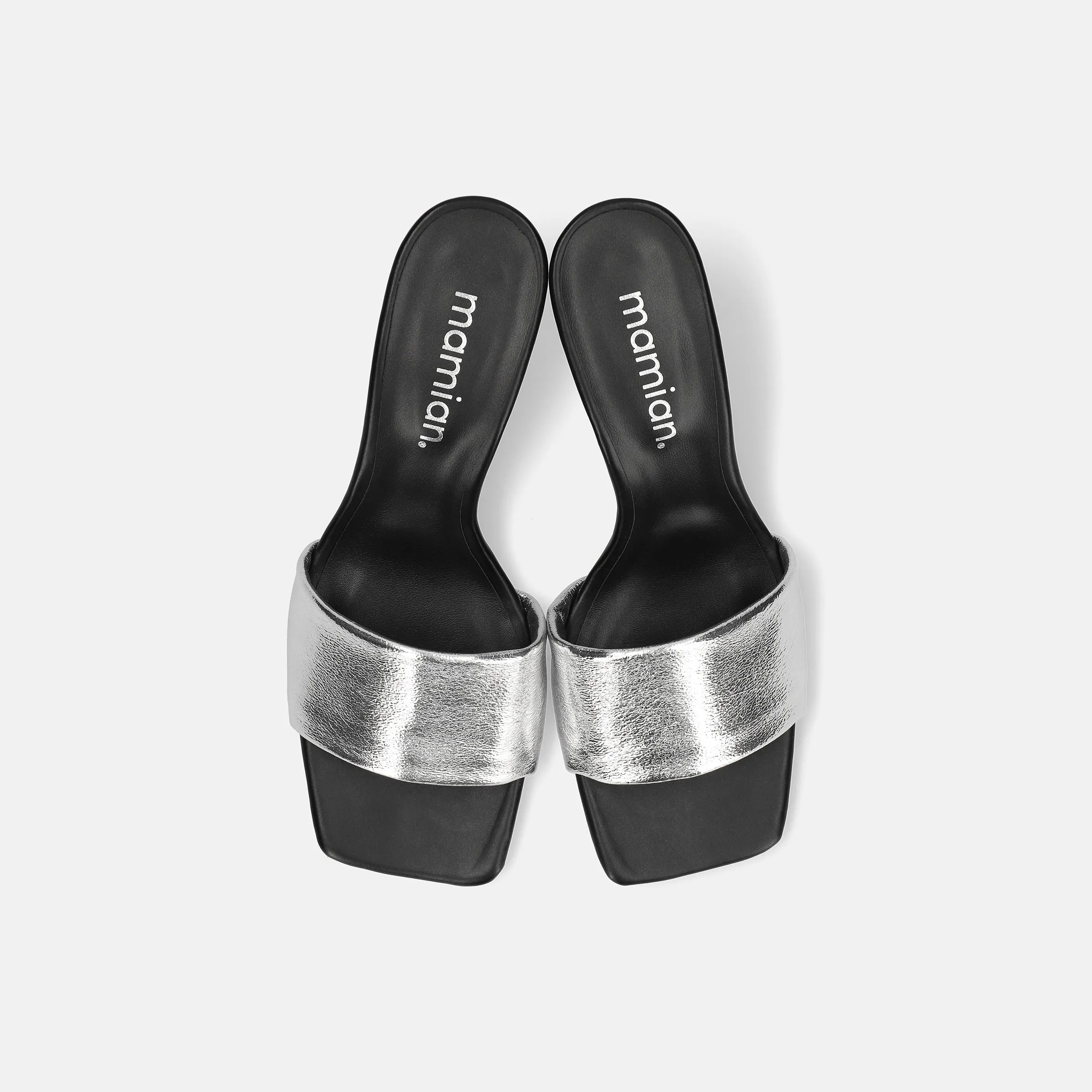 15%OFF: 2024SS: Wide Square Toe Padded Mule (m65109) Silver