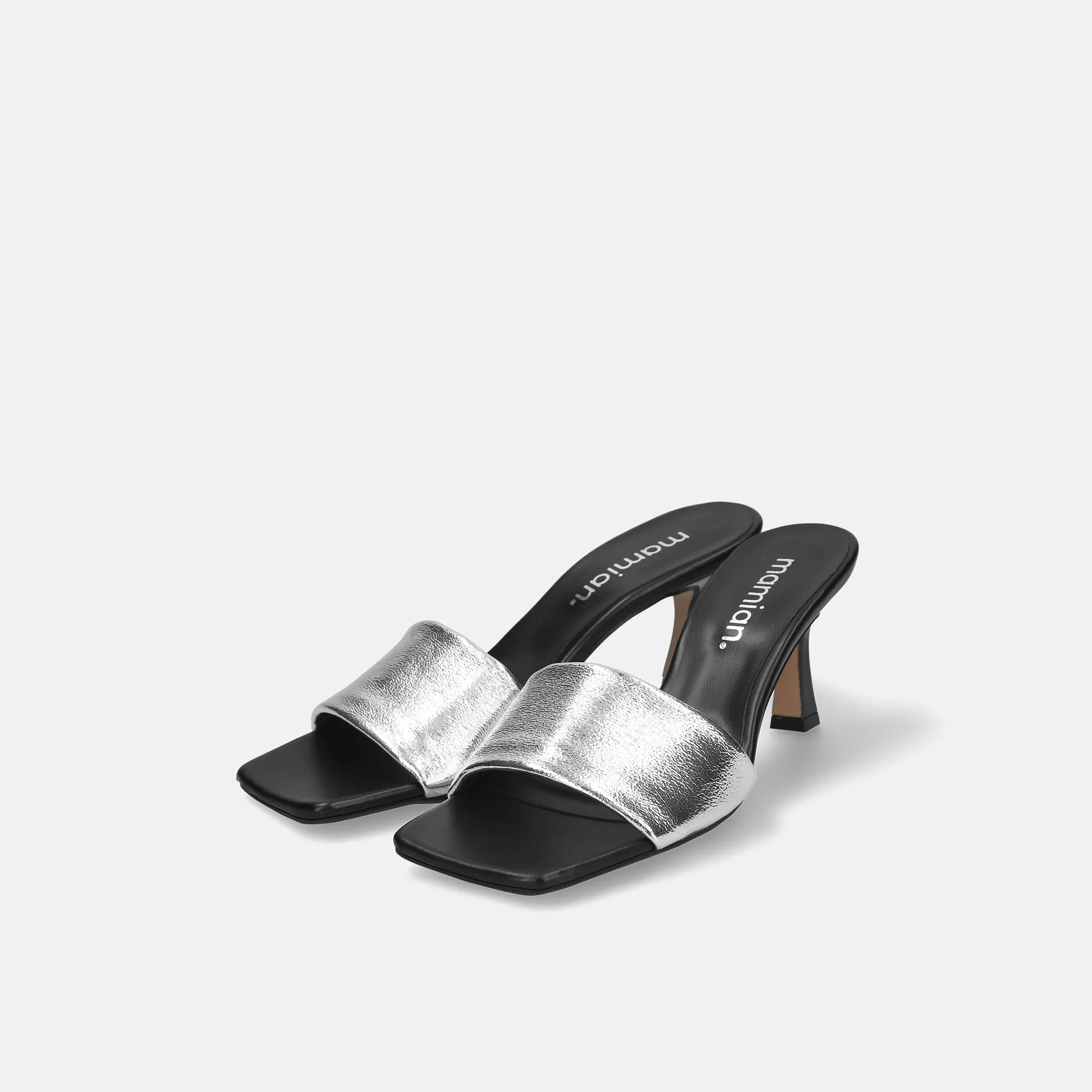 15%OFF: 2024SS: Wide Square Toe Padded Mule (m65109) Silver