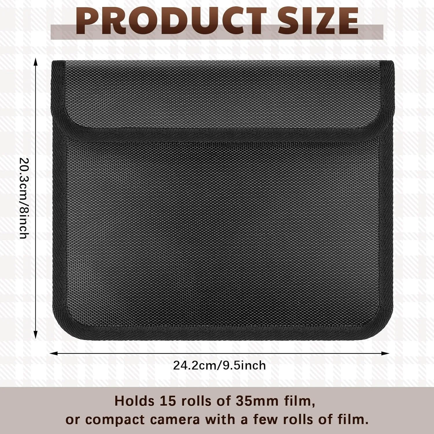 2 Pieces Filmguard Bag Waterproof Storage Carrying Case Xray Proof Bags Film X-Ray Protector Radiation-resistant Bag for Photographers Tourists Travelers, Black(711-12B Medium)