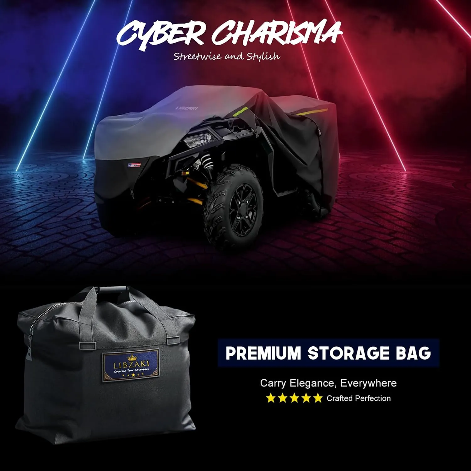 600D ATV Cover Waterproof Heavy Duty Trailerable 4 Wheeler Cover Quad Cover ATV Covers All Season Weather Proof Outdoor UV Protection for Polaris Kawasaki Yamaha Suzuki Can-Am Black/Gray-S