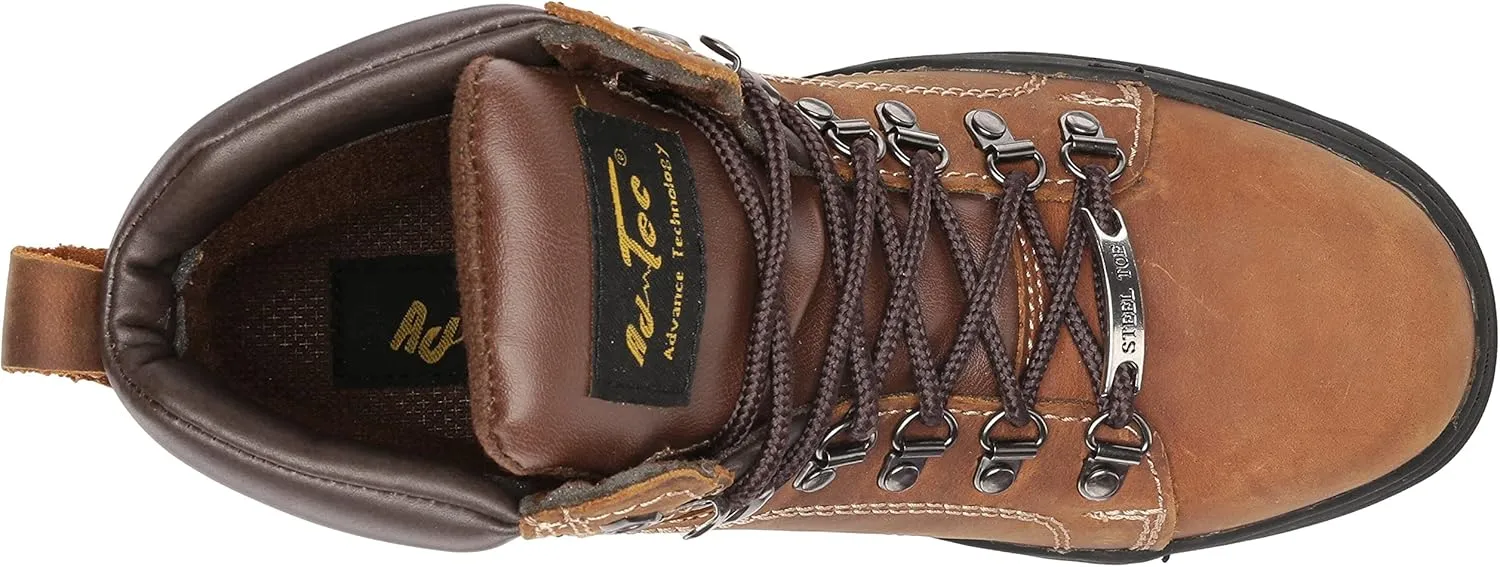 Ad Tec Men's 6" Ankle Laceup Leather Certified Work & Hiker Boot | Steel Toe, Padded Collar, Cushioned Insole & Oil Resistant Outsole