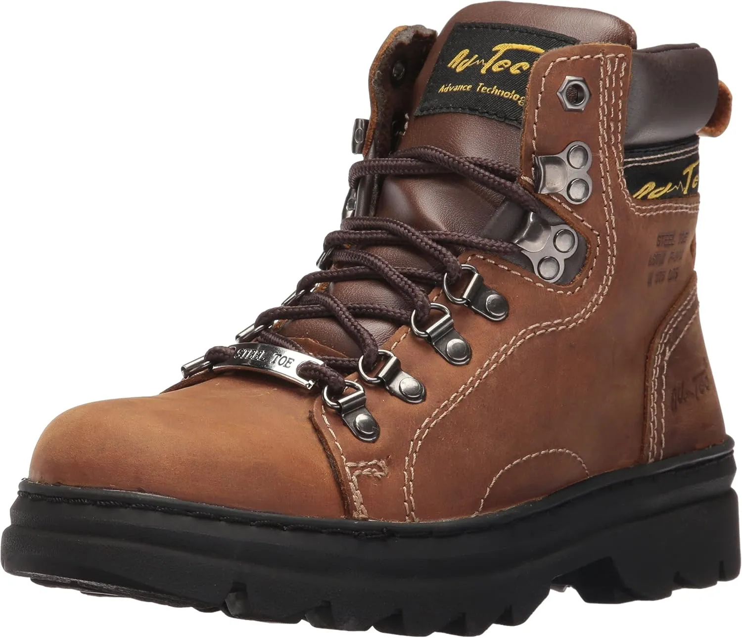 Ad Tec Men's 6" Ankle Laceup Leather Certified Work & Hiker Boot | Steel Toe, Padded Collar, Cushioned Insole & Oil Resistant Outsole