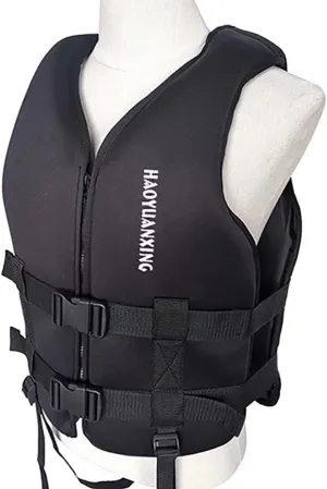 Adult Kayak Vest High Buoyancy Swim Vest Women's Men's Adjustable Safety Jacket Great for Boating, Swimming, Watersports, & More(Black,XX-Large)