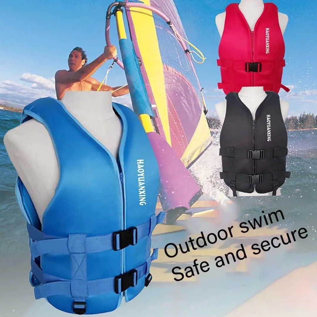 Adult Kayak Vest High Buoyancy Swim Vest Women's Men's Adjustable Safety Jacket Great for Boating, Swimming, Watersports, & More(Black,XX-Large)