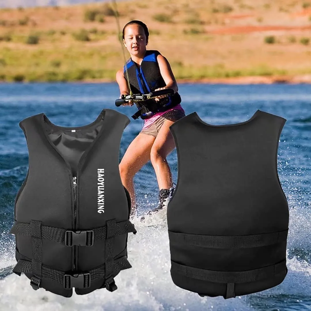 Adult Kayak Vest High Buoyancy Swim Vest Women's Men's Adjustable Safety Jacket Great for Boating, Swimming, Watersports, & More(Black,XX-Large)