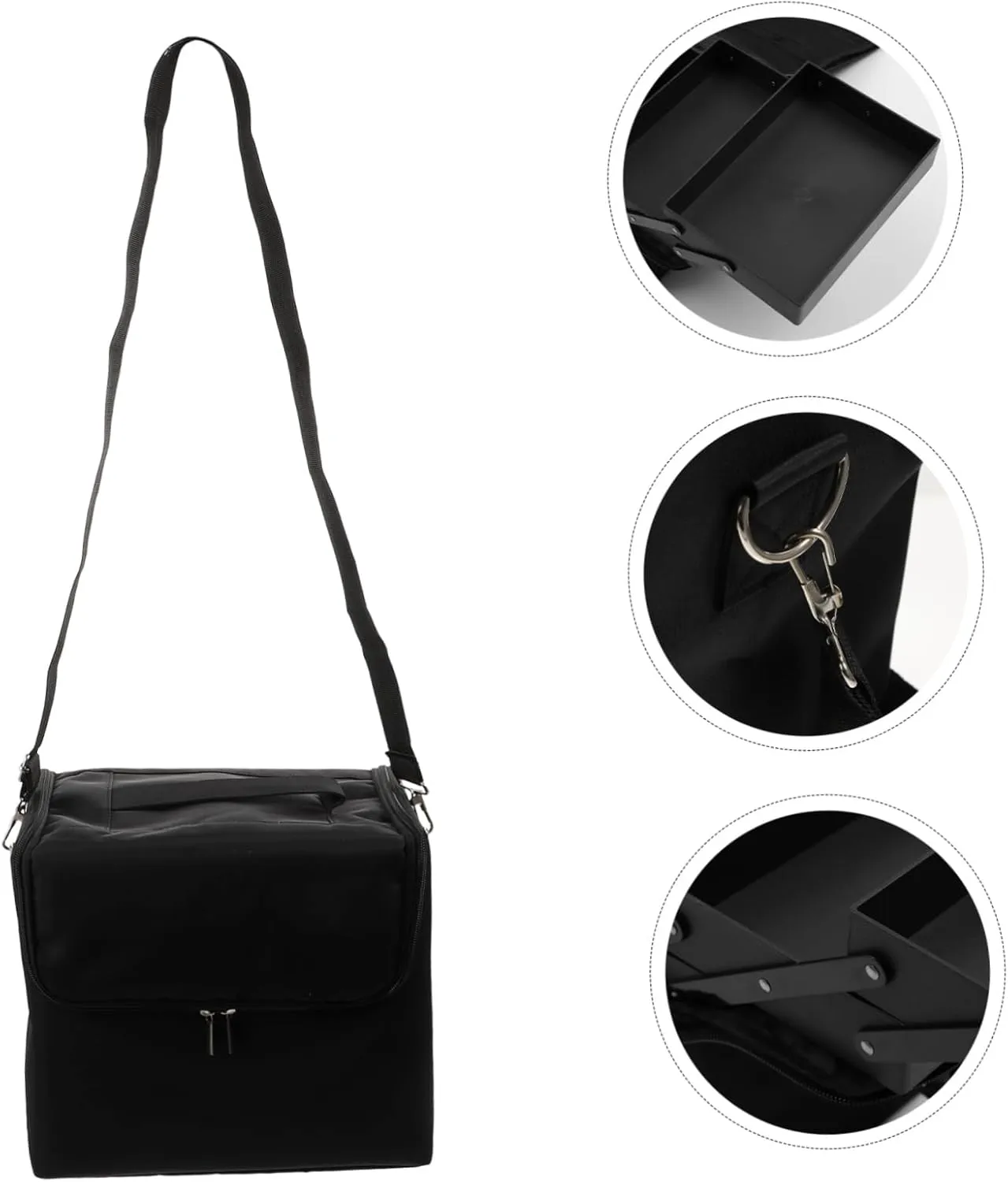 Angoily Elegant Black Makeup Bag Women's Travel Storage Bag Portable Cosmetic Organizer Manicure Tools