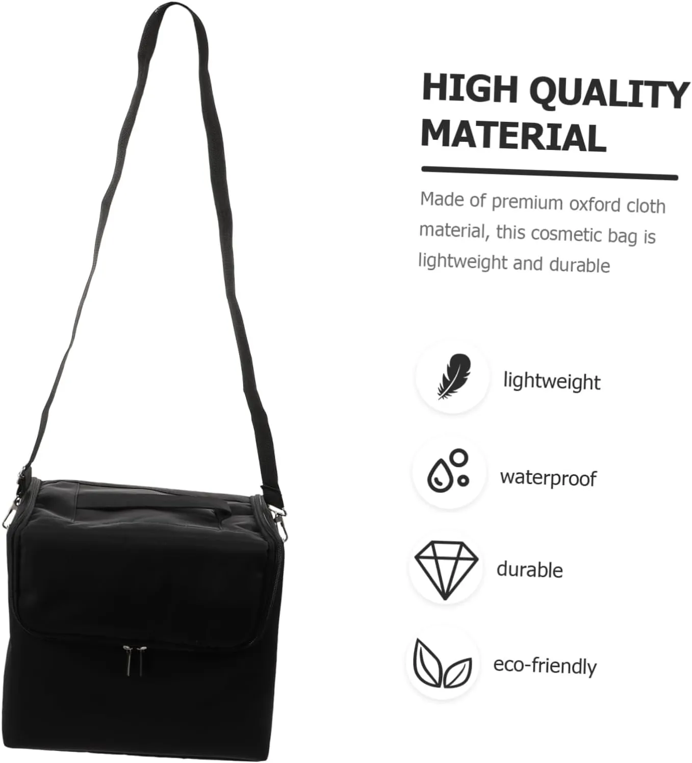 Angoily Elegant Black Makeup Bag Women's Travel Storage Bag Portable Cosmetic Organizer Manicure Tools