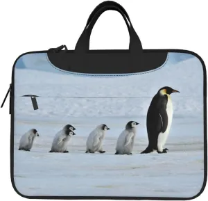 Antarctica Penguin Walking On Snowy Laptop Bag Shoulder Messenger Bag Computer Briefcase Bag For Business Office Work