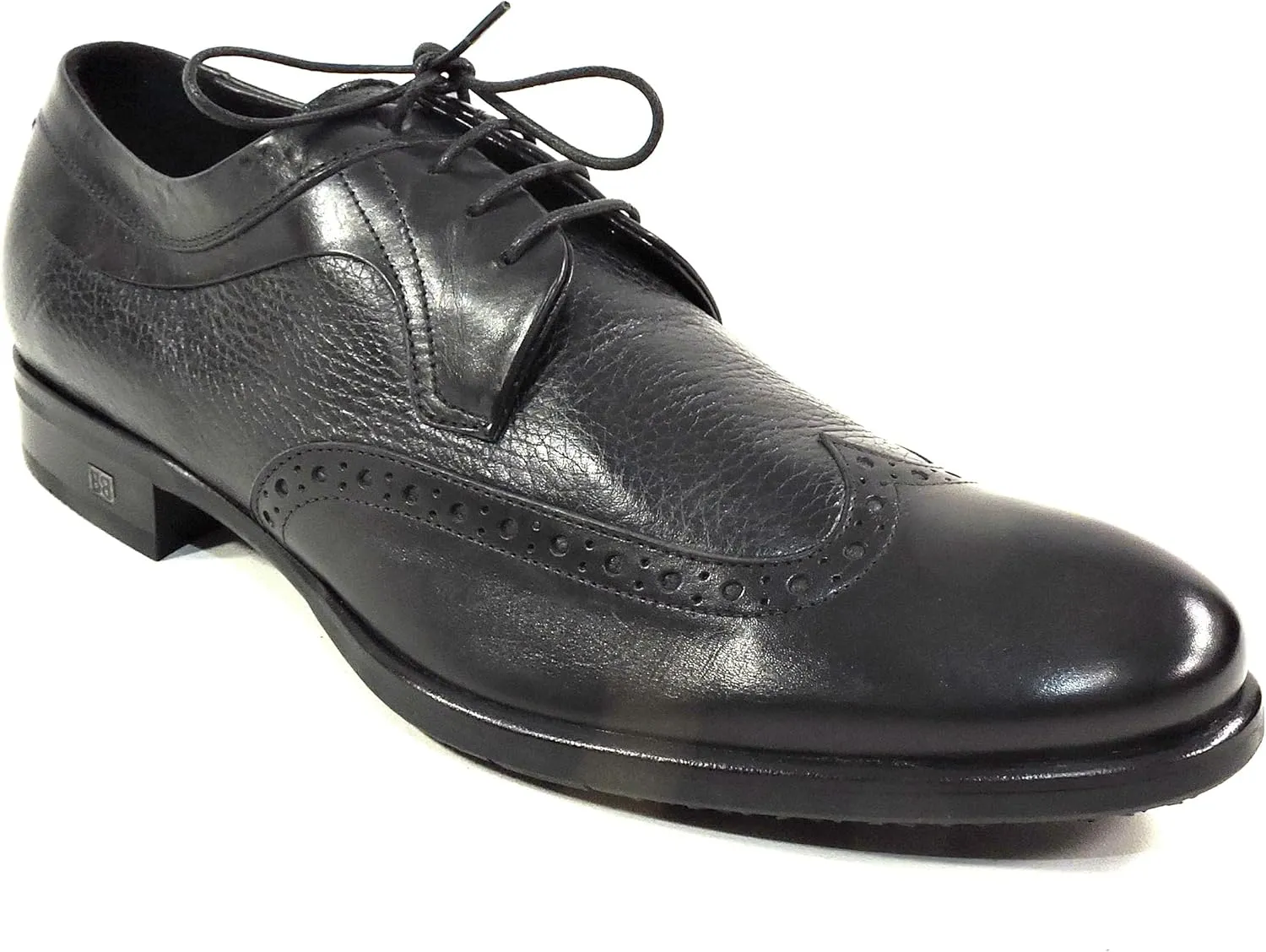 Baldinini Men's Black Leather Oxford Dress Shoes, Wingtip Brogue, Comfort Sole