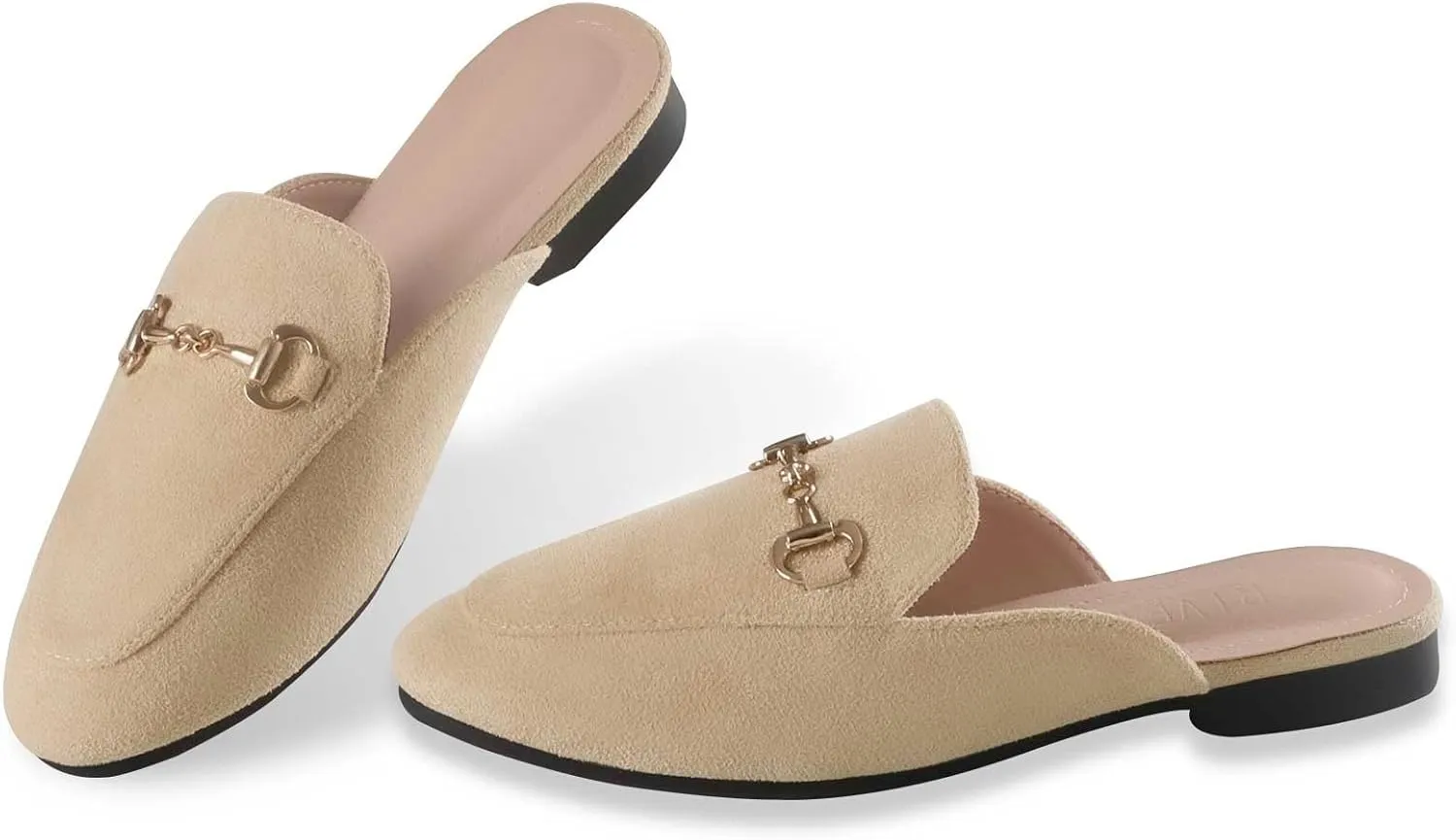 baobeijiadao Womens Closed Round Toe Mules Comfortable Buckle Flats Mules Slip On Backless Loafers for Women
