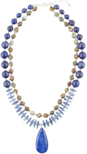 Barse Jewelry Oxford Two Row Pendant Necklace