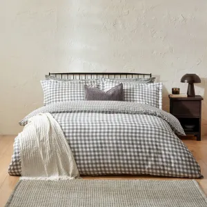 Barton Gingham Check Duvet Cover Set Grey