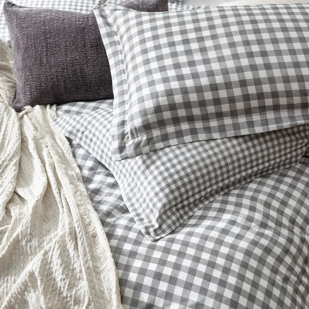 Barton Gingham Check Duvet Cover Set Grey