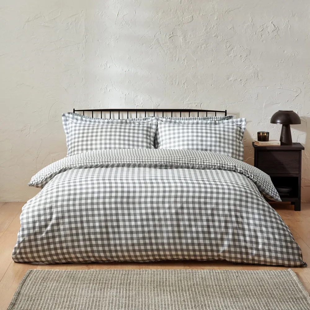 Barton Gingham Check Duvet Cover Set Grey
