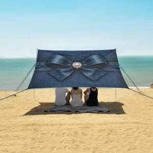 Beach Shade Tent with UPF50  UV Protection,Elegant Jean Bow with Pearl Lightweight Camping Sun Shelter for Outdoor,Camping Trips, Fishing, Backyard,Picnics,Easy Set Up and Carry 9x10.5 FT