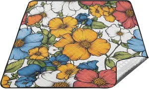 Beauty Spring Colorful Flower Waterproof Outdoor Blankets Water Resistant Beach Outdoor Camping Mat for Ground Summer Gift Manta de Picnic