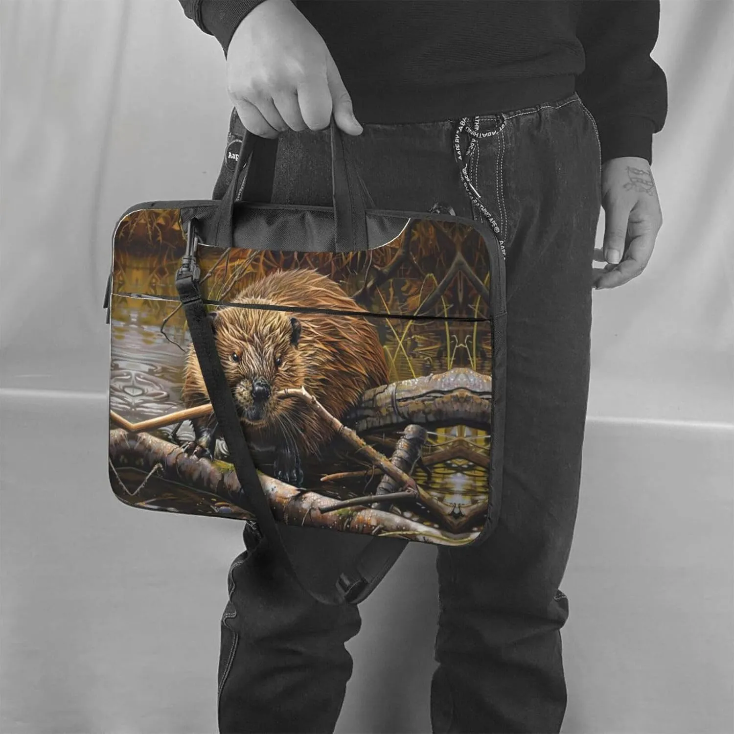 beaver working Print Messenger Bag & Case Shoulder Strap Fashionable Laptop Bag for Business Travel