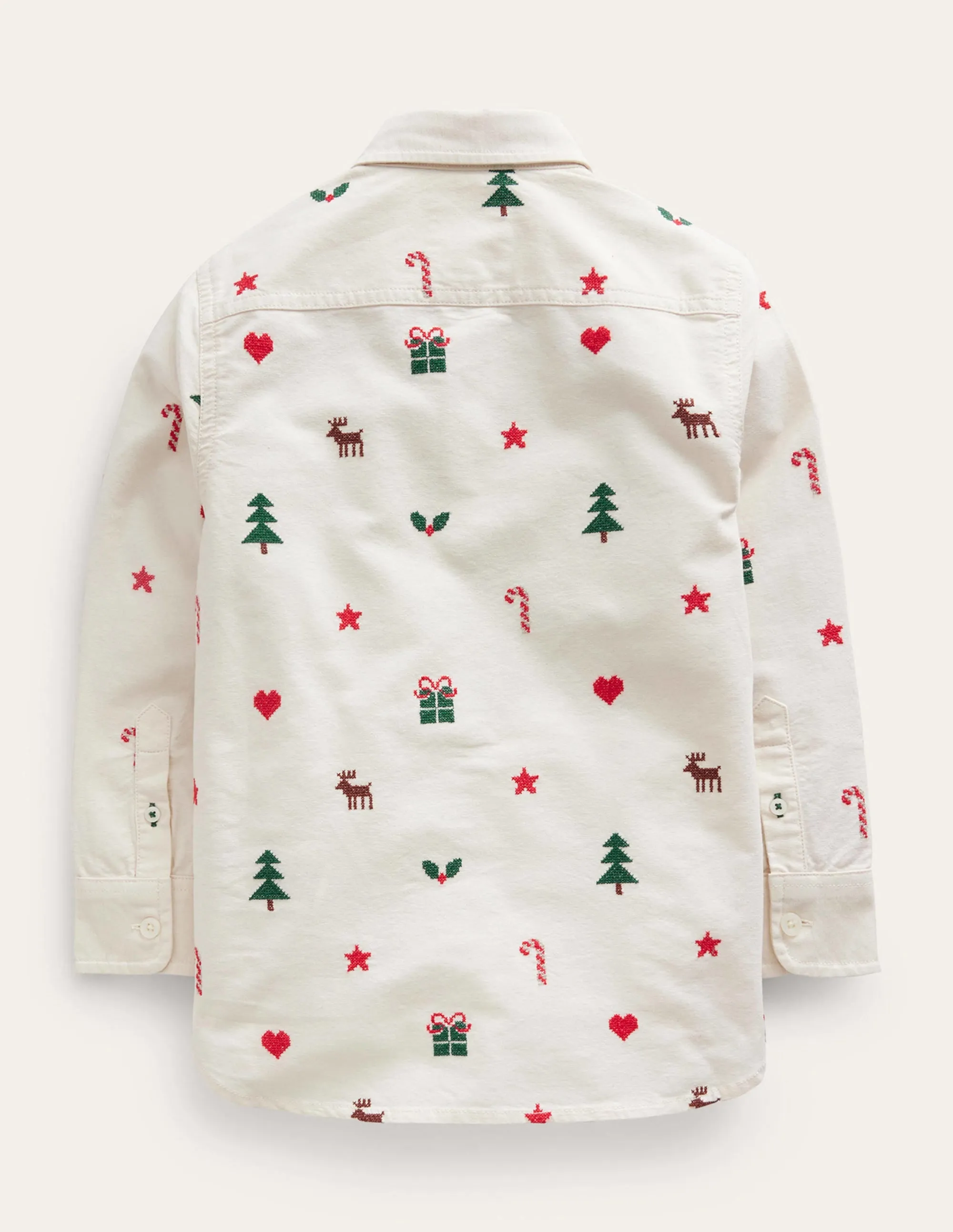 Besticktes Oxford-Hemd-Vanilleschote Weihnachten