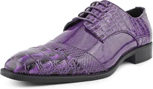 Bolano Bandit, Cap Toe Oxford Dress Shoes for Men, Men's Formal Dress Shoes with Alligator Print, Croc Folded Oxfords