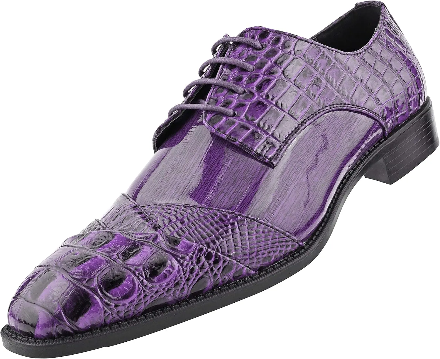Bolano Bandit, Cap Toe Oxford Dress Shoes for Men, Men's Formal Dress Shoes with Alligator Print, Croc Folded Oxfords
