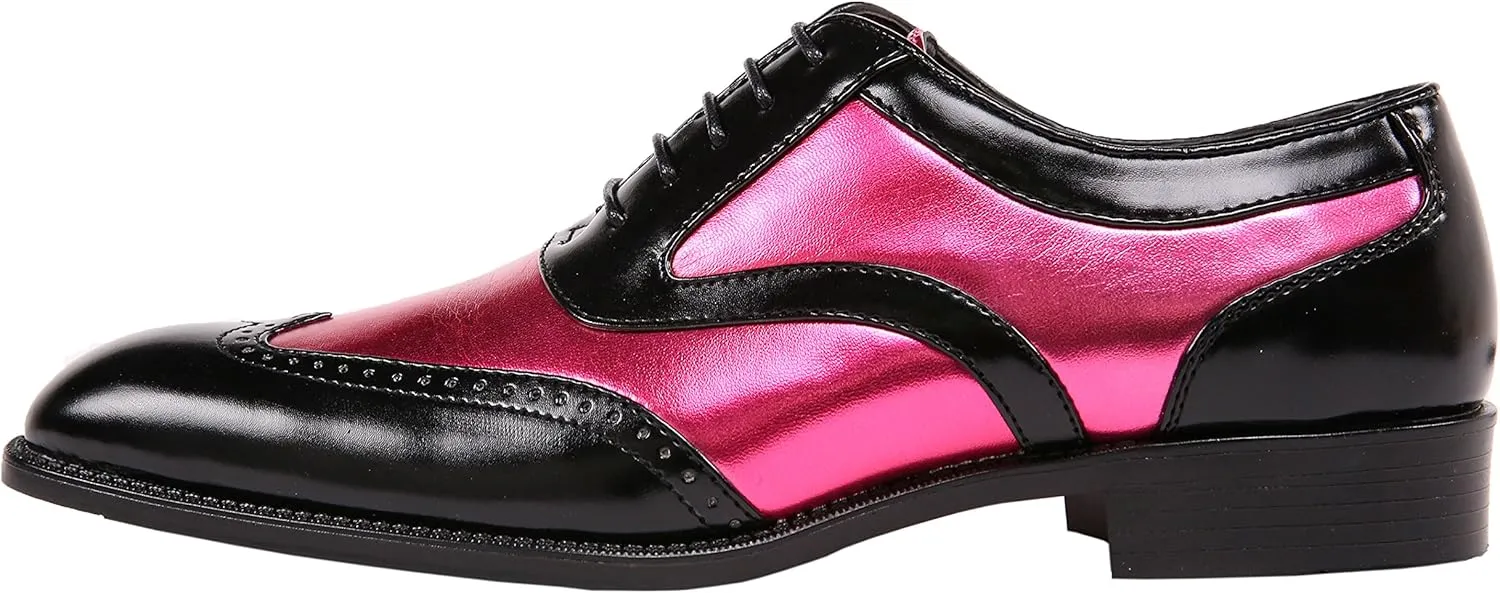 Bolano Lawson, Wingtip Oxford Dress Shoes for Men, Two-Tone & Shiny Metallic Oxfords, Men's Formal Tuxedo Shoes