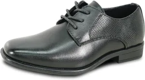bravo! Boy Dress Shoe King Lace-up Oxford Plain Toe or Cap Toe Leather Sock for School Uniform Formal Event Size from Toddler to Youth Black Brown Cognac