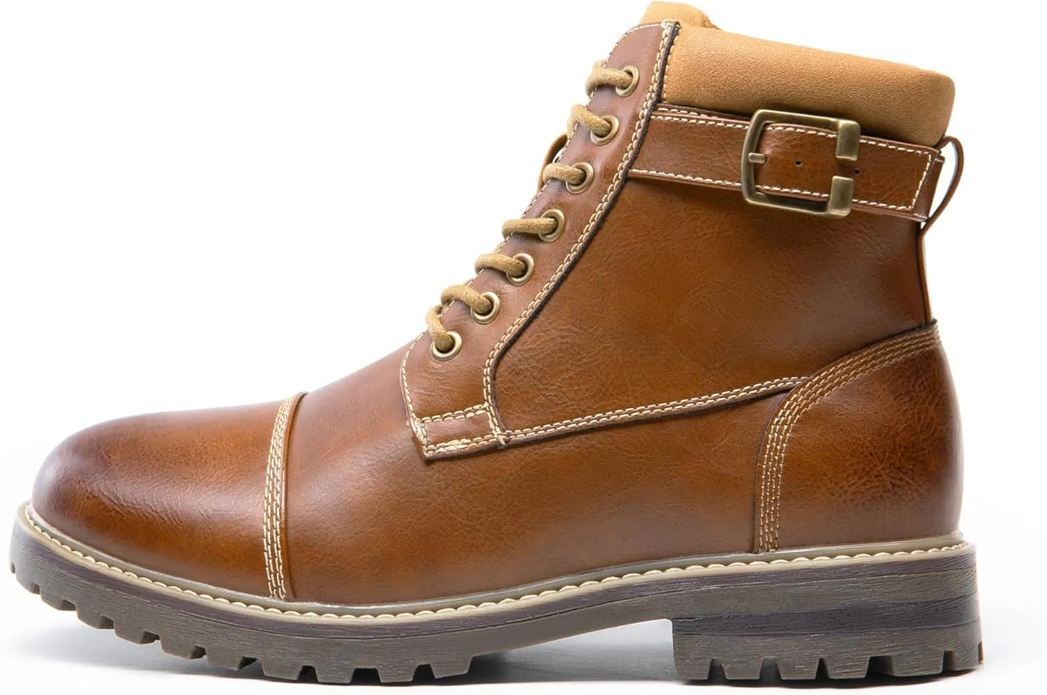 Bruno Marc Men's Motorcycle Combat Oxford Boot Fur Lining Warm Zipper Boots