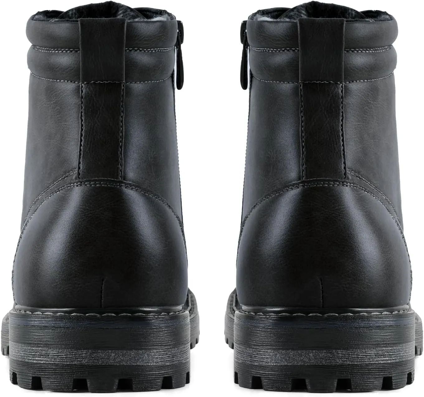 Bruno Marc Men's Motorcycle Combat Oxford Boot Fur Lining Warm Zipper Boots