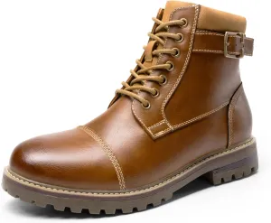Bruno Marc Men's Motorcycle Combat Oxford Boot Fur Lining Warm Zipper Boots