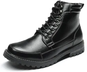Bruno Marc Men's Motorcycle Combat Oxford Boot Fur Lining Warm Zipper Boots