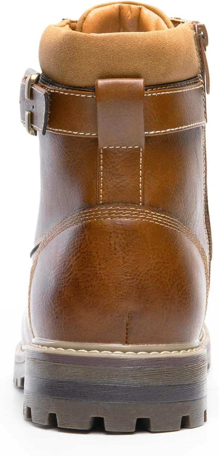Bruno Marc Men's Motorcycle Combat Oxford Boot Fur Lining Warm Zipper Boots