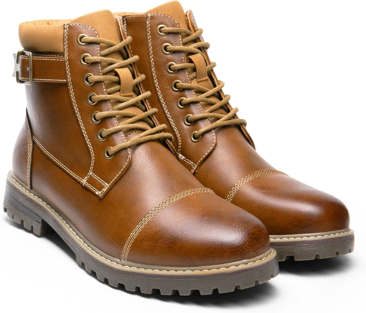 Bruno Marc Men's Motorcycle Combat Oxford Boot Fur Lining Warm Zipper Boots