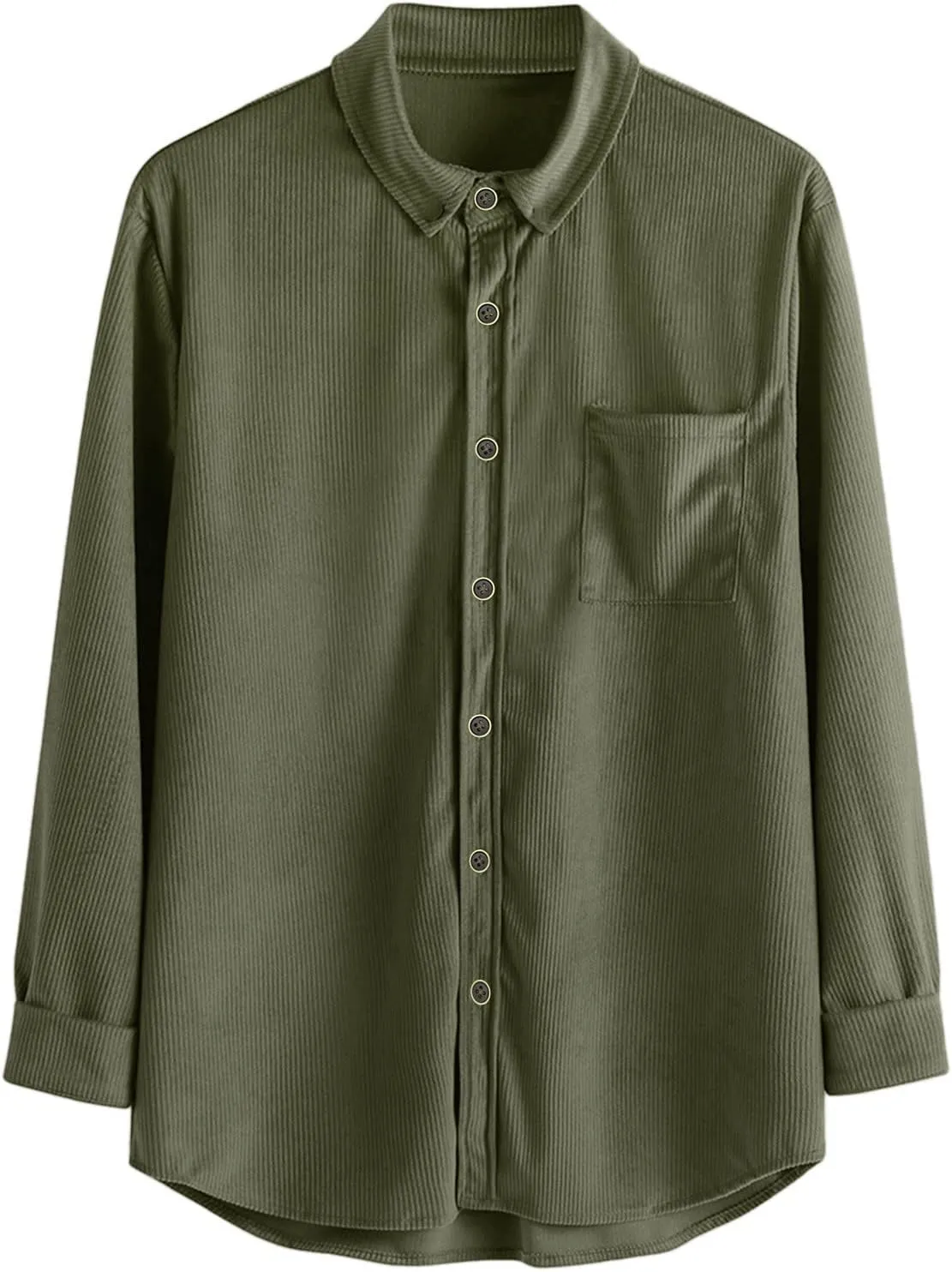 Button Down Shirts for Men Corduroy Casual Long Sleeve Lapel Pocket Tshirts Work Spring Hiking Lightweight Tees