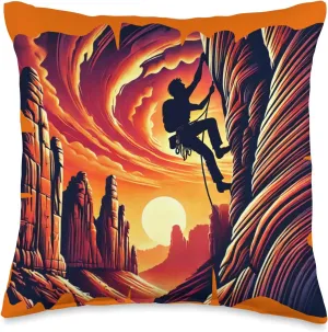 Canyon Climber - Red Rock Desert Climbing Adventure Throw Pillow