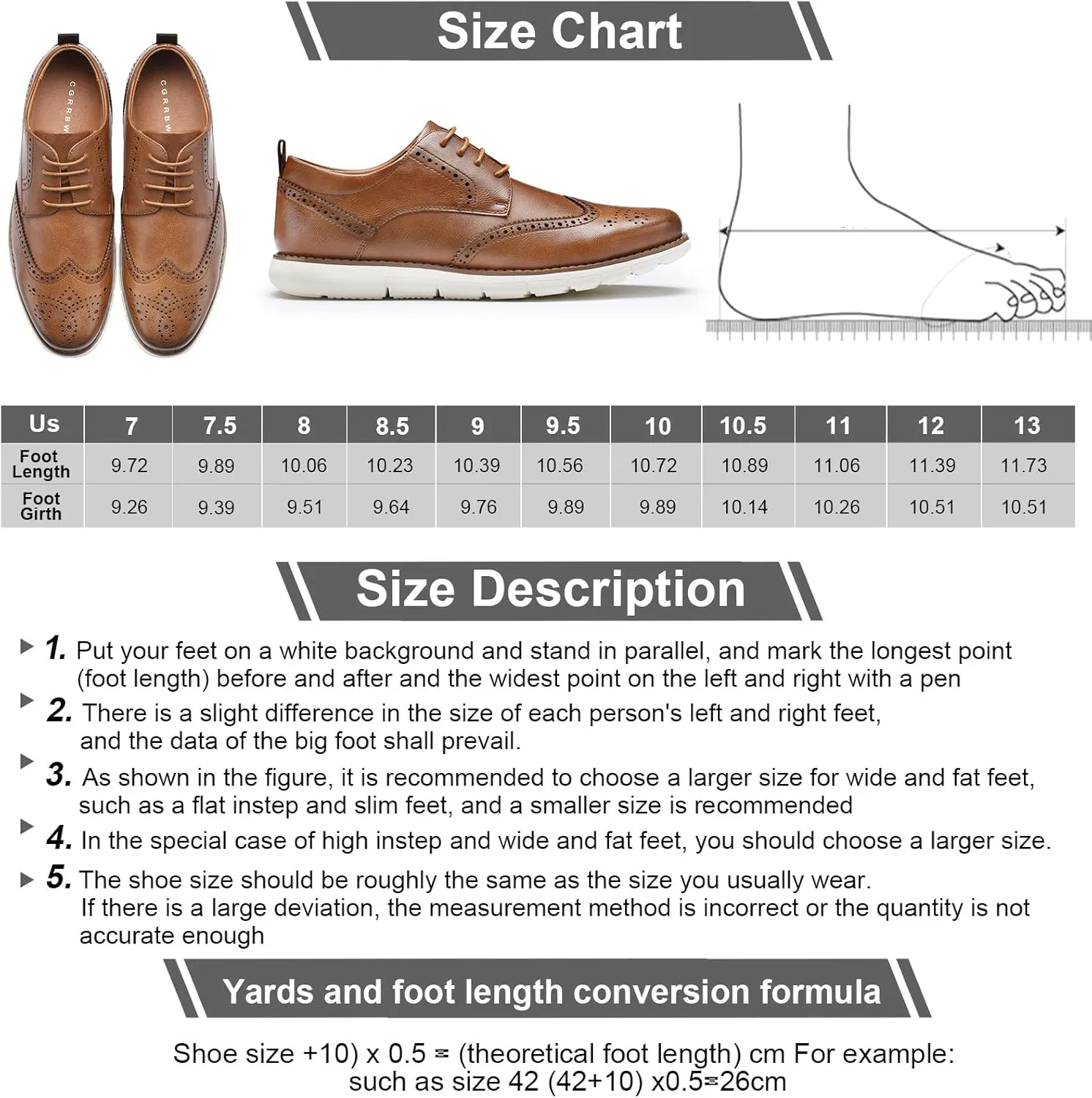 CGRRBW Mens Dress Shoes Casual Oxford Shoes Dress Sneakers Business Wingtip Brogue Office Shoes
