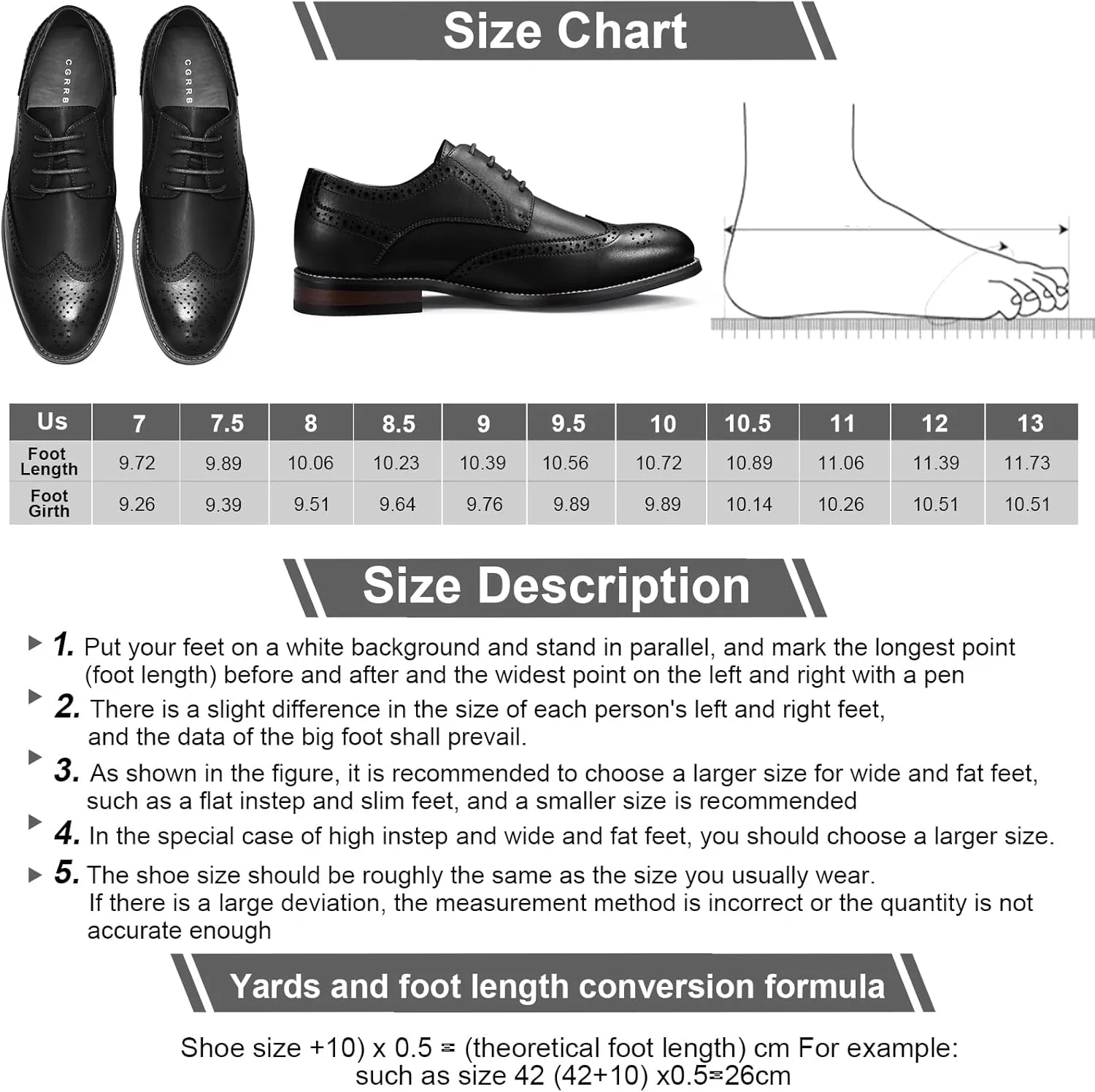 CGRRBW Mens Dress Shoes Casual Oxford Shoes Dress Sneakers Business Wingtip Brogue Office Shoes