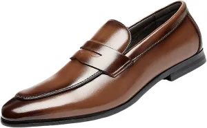 Classic Business Pointed Toe Leather Shoes Slip-On Men's Luxury Dress Elegant Wedding Prom Non-Slip Oxford Monk Strap Low Top Formal Shoes