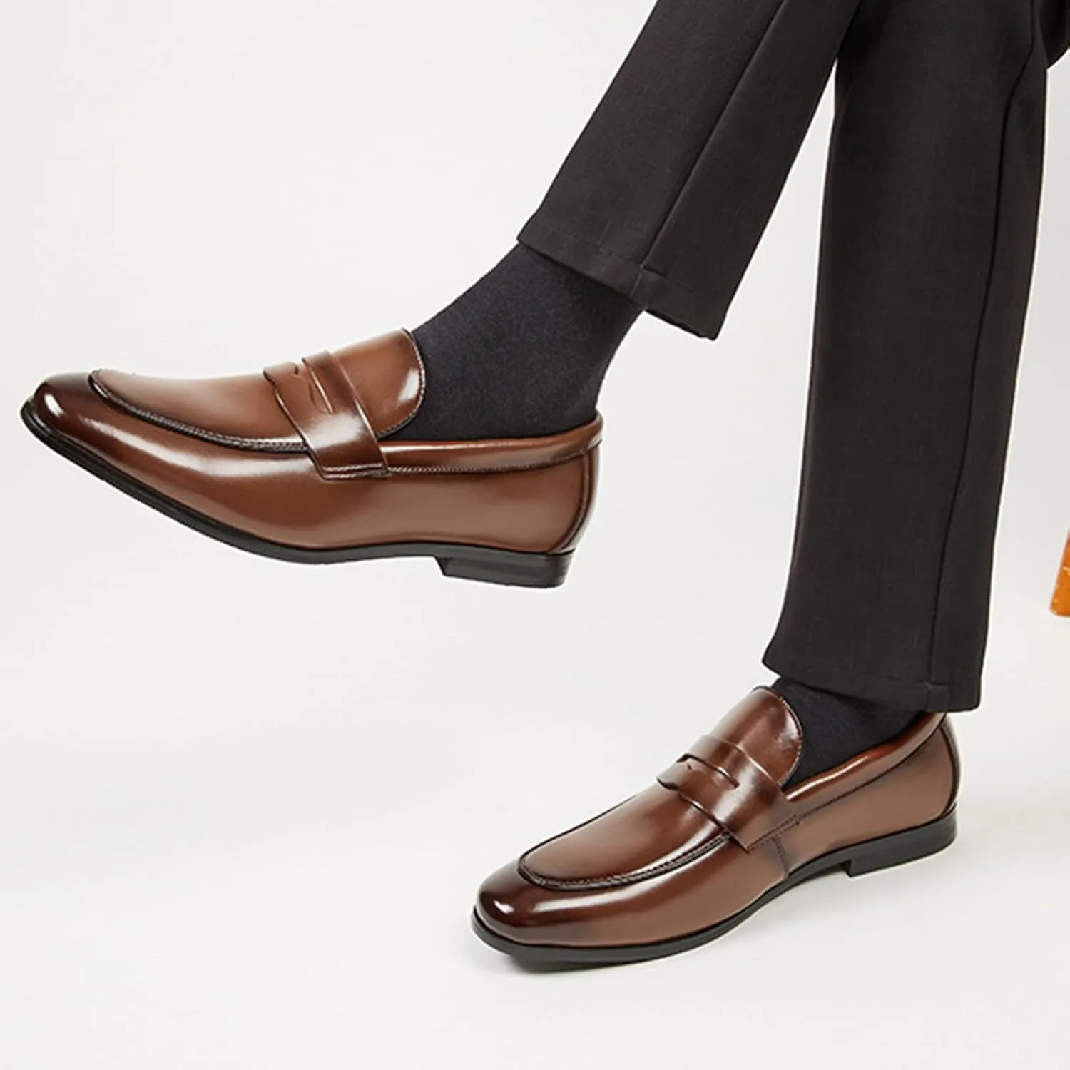 Classic Business Pointed Toe Leather Shoes Slip-On Men's Luxury Dress Elegant Wedding Prom Non-Slip Oxford Monk Strap Low Top Formal Shoes