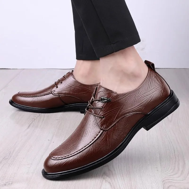 Classic Men's Leather Dress Shoes Lightweight All-Day Comfort Oxfords Shoes Modern Wedding Office Work Derby Shoes for Men