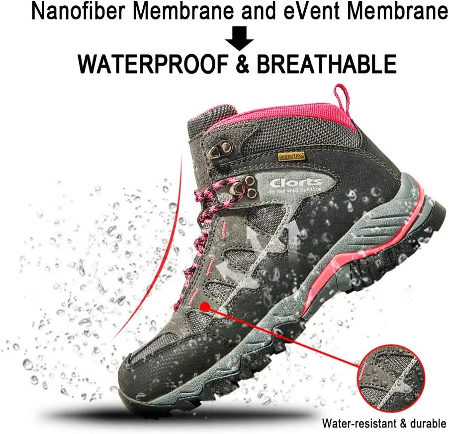 Clorts Women's Hiker Waterproof Lightweight Hiking Camping Boot Outdoor High-Traction Grip Backpacking Shoe