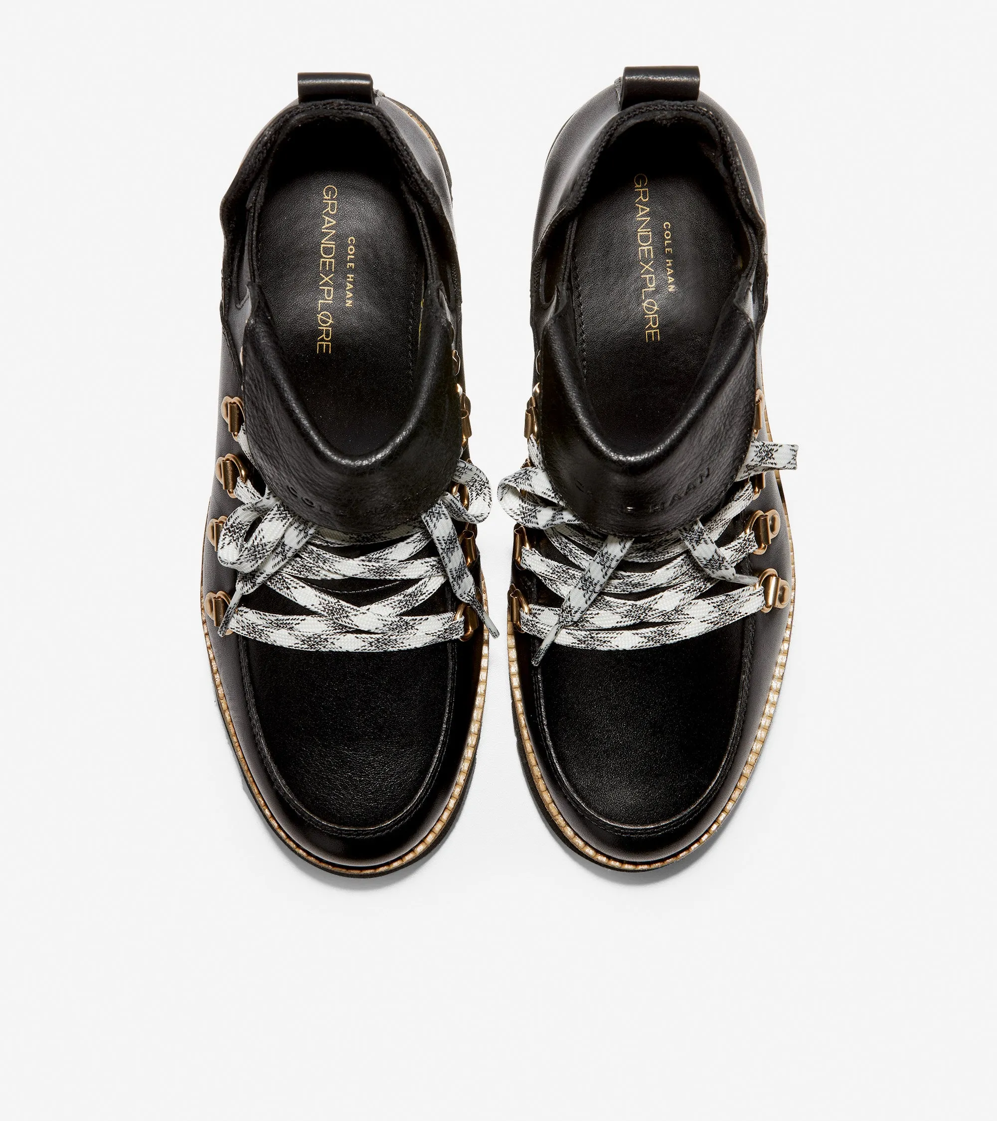 Cole Haan ZERØGRAND Wedge Hiker Water Proof Black/Ivory/Black Size 9