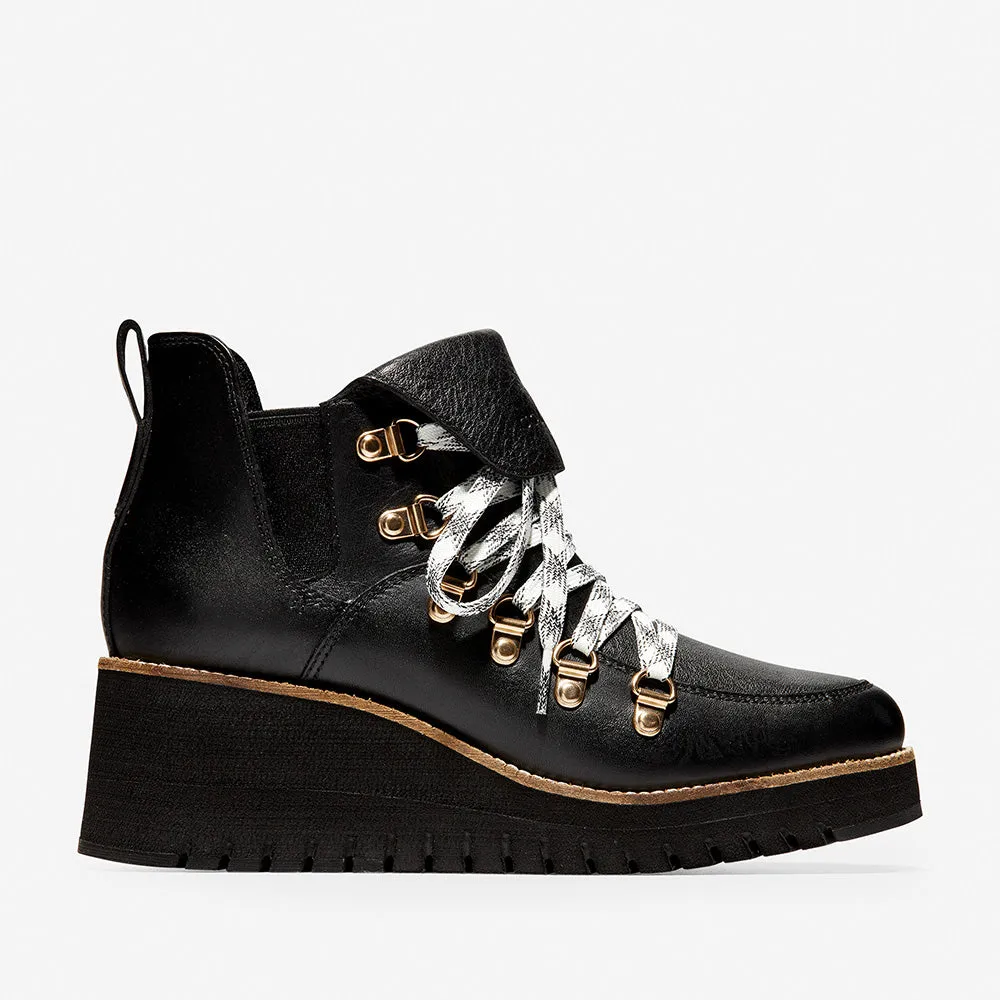 Cole Haan ZERØGRAND Wedge Hiker Water Proof Black/Ivory/Black Size 9