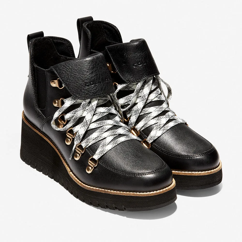 Cole Haan ZERØGRAND Wedge Hiker Water Proof Black/Ivory/Black Size 9