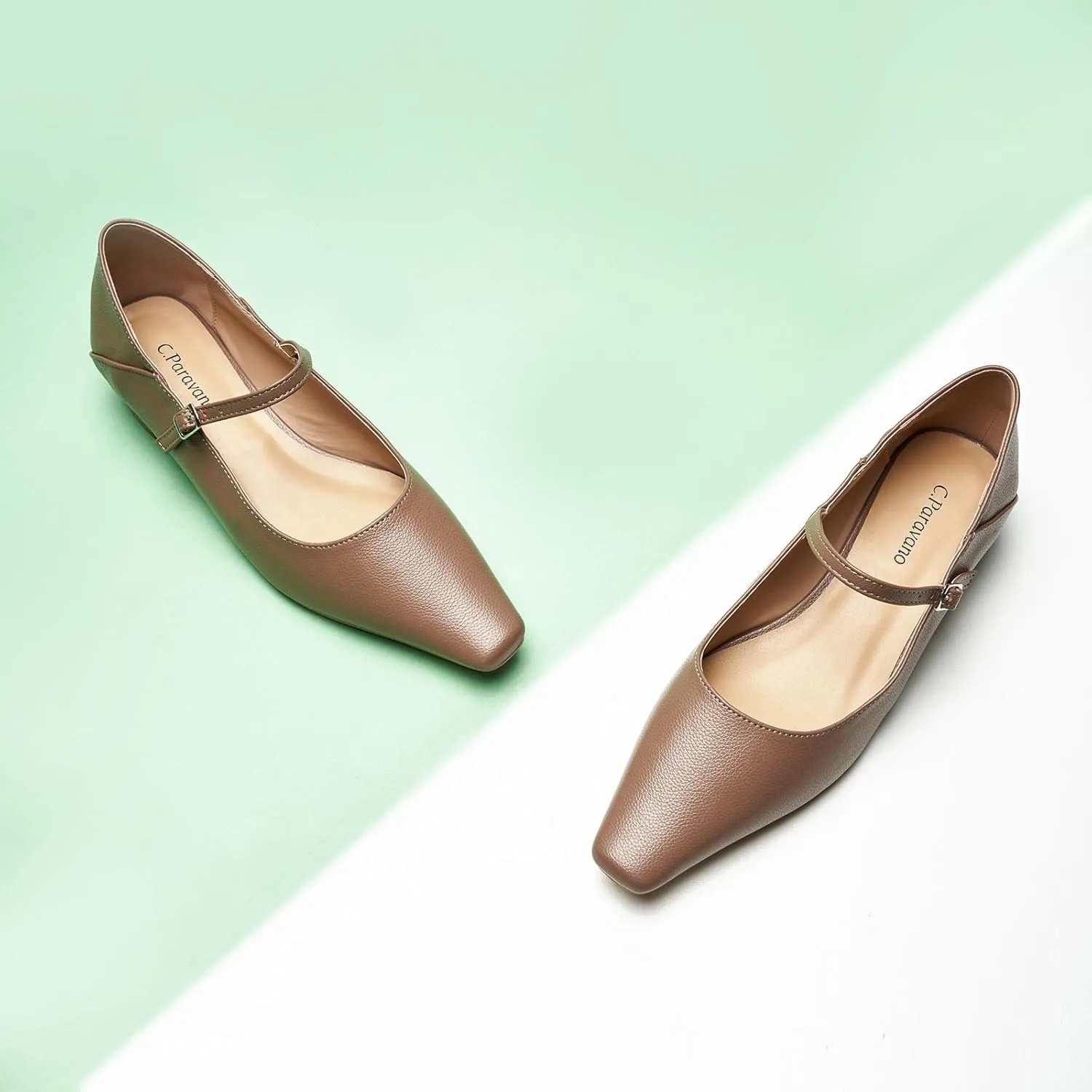 C.Paravano Convertible Mary Jane Shoes for Women - Fold Down Heel Shoes Low Mules Two-Way Adjustable Backless Loafers