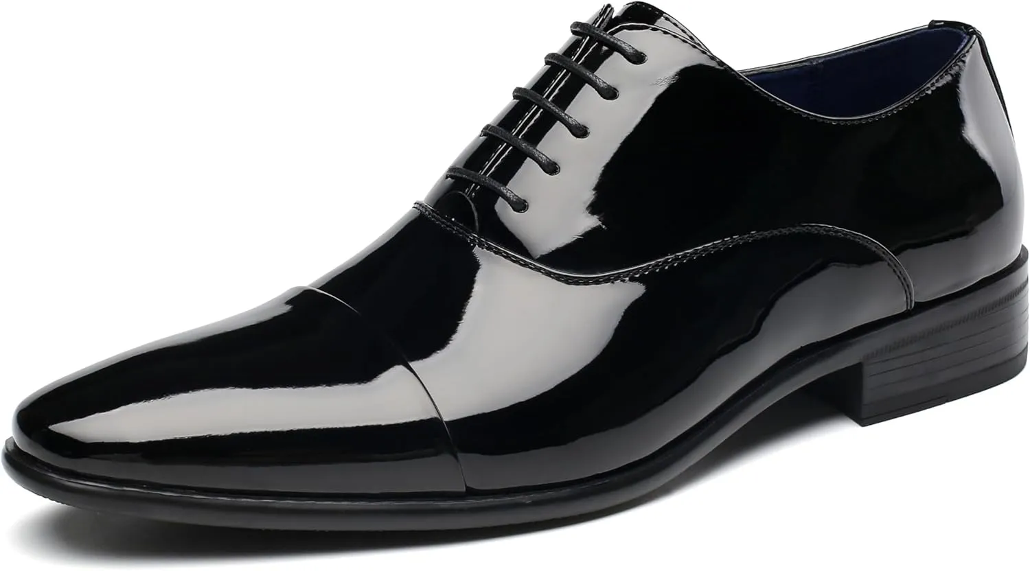 DECARSDZ Mens Faux Patent Leather Classic Lace-up Formal Oxford Tuxedo Dress Shoes