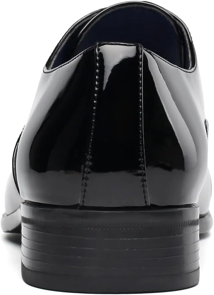 DECARSDZ Mens Faux Patent Leather Classic Lace-up Formal Oxford Tuxedo Dress Shoes