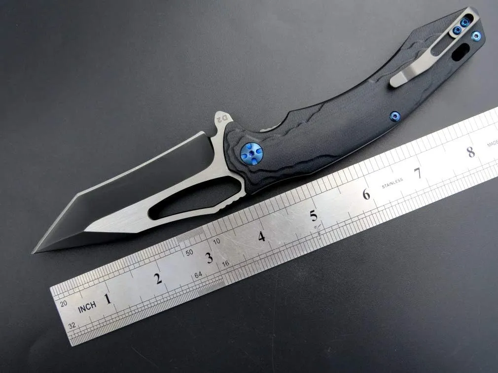 Eafengrow EF915 Folding Knife D2 Steel Blade with Black-Oxide Coating; G10 Handle with Ball Bearing Safe Open Flipper Knife, Locking Liner and Pocketclip for Camping Work (Black)