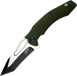 Eafengrow EF915 Folding Knife D2 Steel Blade with Black-Oxide Coating; G10 Handle with Ball Bearing Safe Open Flipper Knife, Locking Liner and Pocketclip for Camping Work (Green)