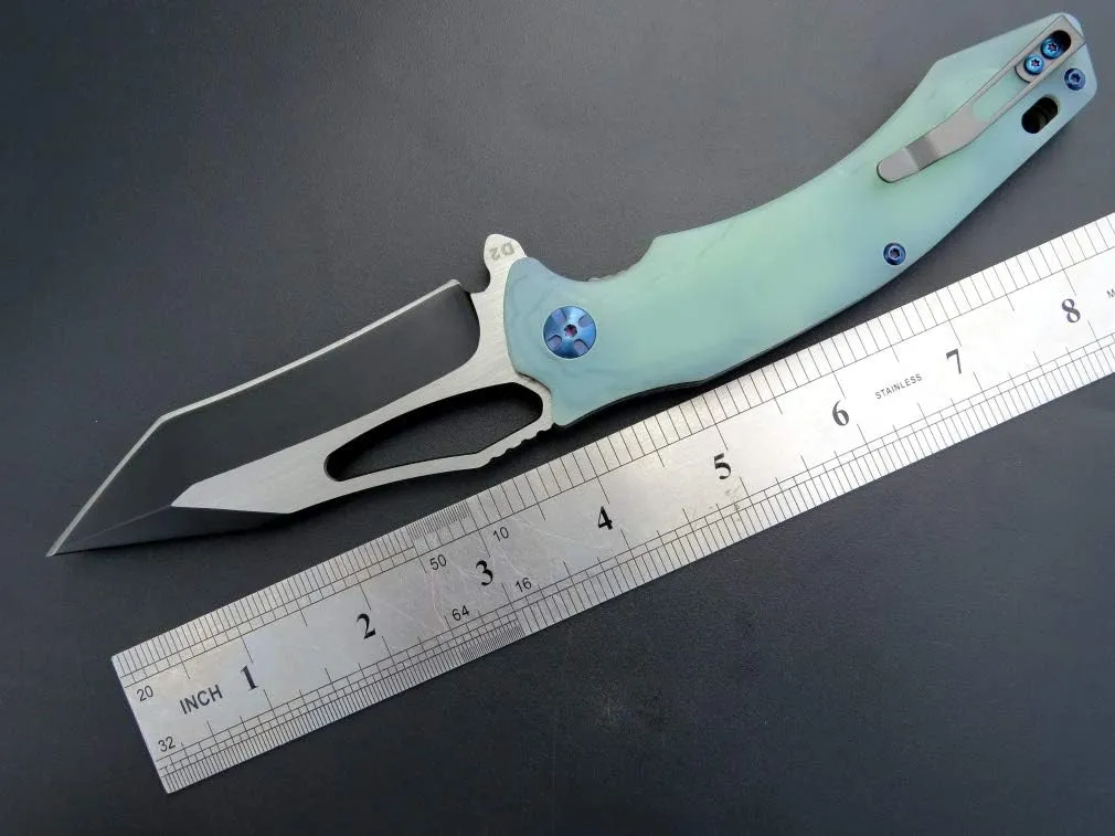 Eafengrow EF915 Folding Knife D2 Steel Blade with Black-Oxide Coating, G10 Handle with Ball Bearing Safe Open Flipper Knife,Locking Liner and Pocketclip for Camping Work (Jade)