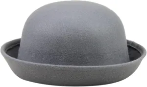 Elegant Adults Solid Hat Roll Up Brim Bowler Hat Bucket Hat for Mens Womens Classic Wool Round Bowler Outdoor Camping Hat